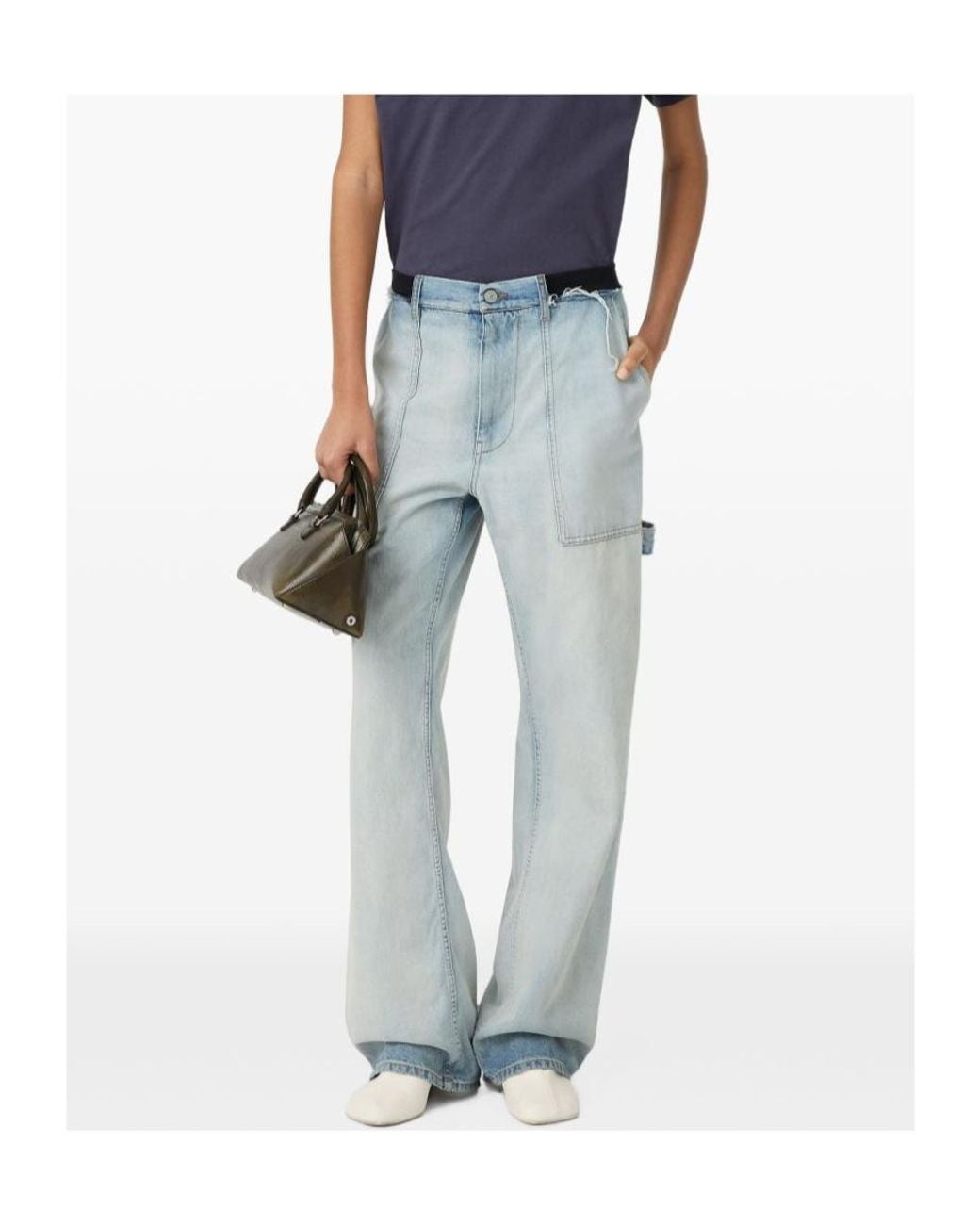 MM6 by Maison Margiela Blue Numeric Signature Wide Jeans