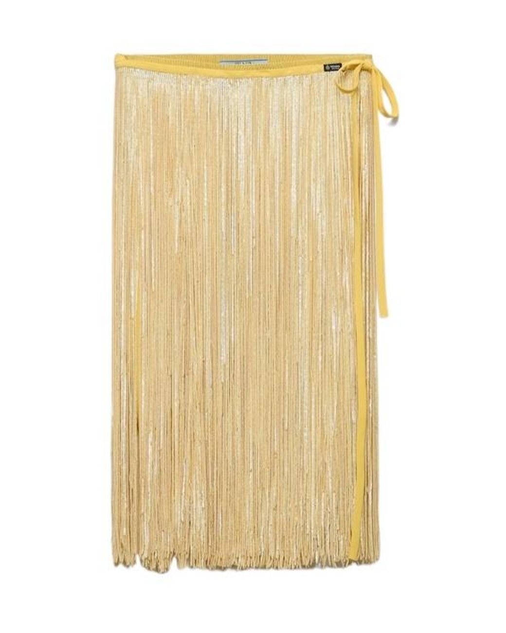 Prada Yellow Skirt With Sequin Fringe