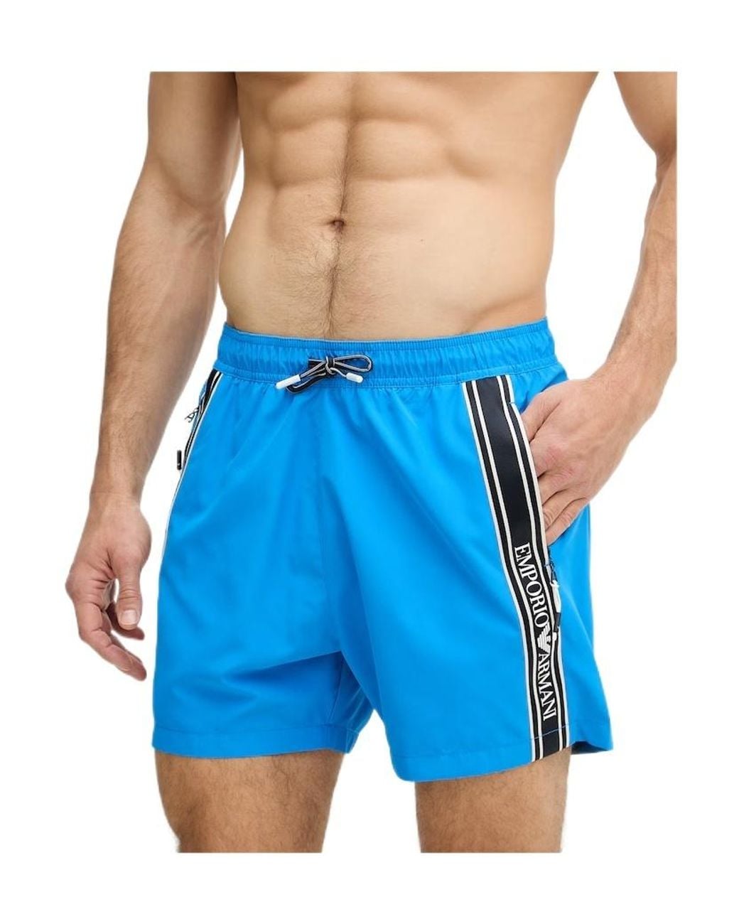 Emporio Armani Blue Drawstring Swim Trunks for men