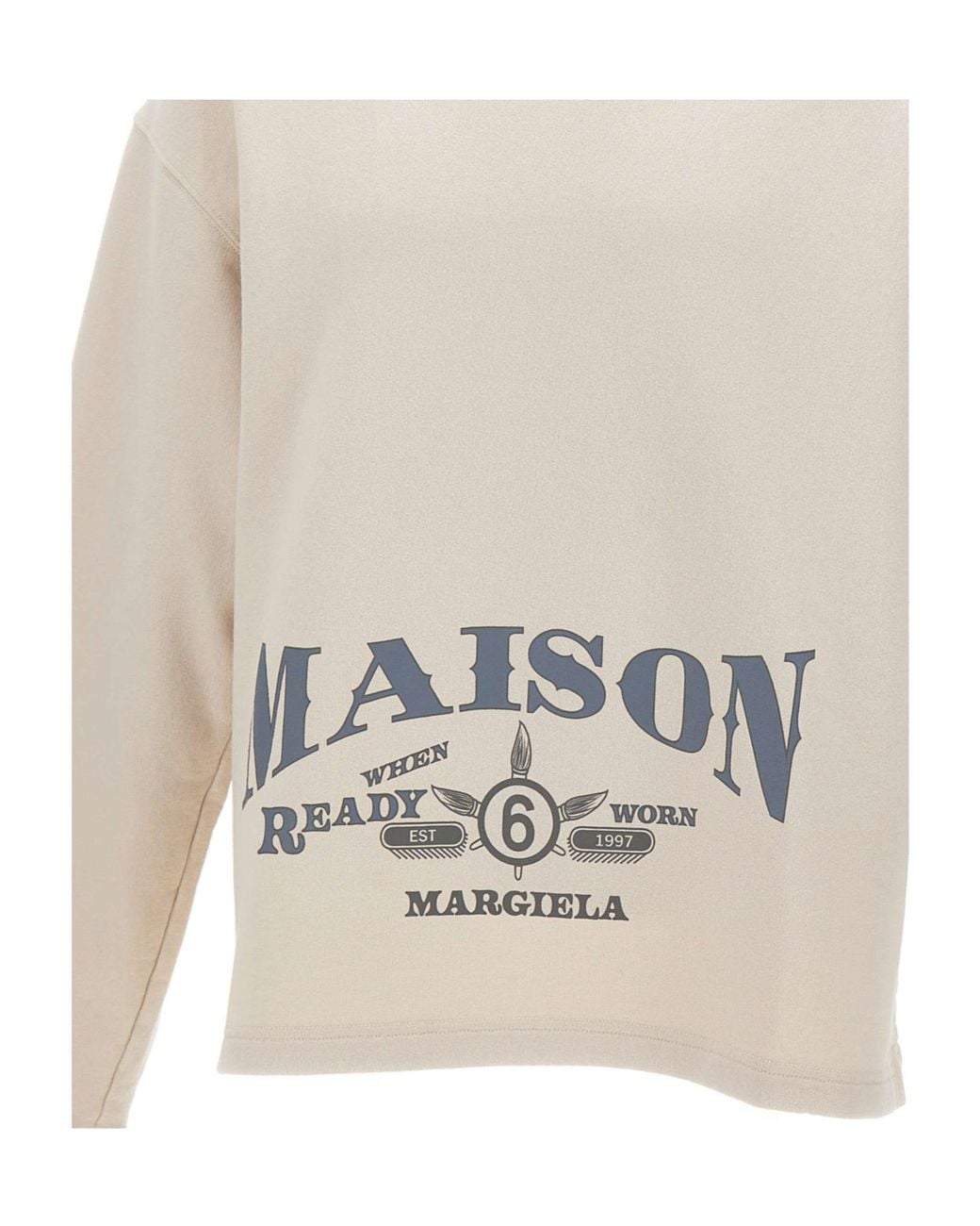 MM6 by Maison Margiela White Logo Printed Crewneck Sweatshirt for men