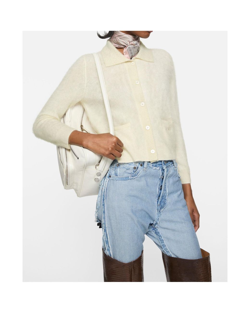 Acne White Cashmere Cardigan
