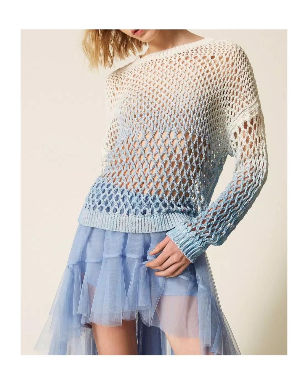 Twinset Blue X Myfo Open-Knit Top