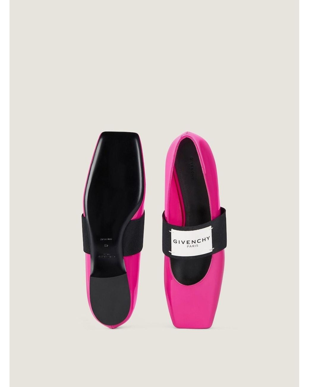 Givenchy Pink Shiny Logo Strap Ballet Flats