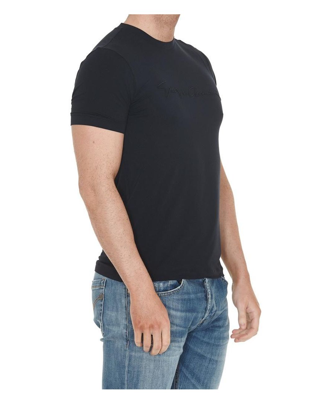 Giorgio Armani Black Logo Detail T-Shirt for men