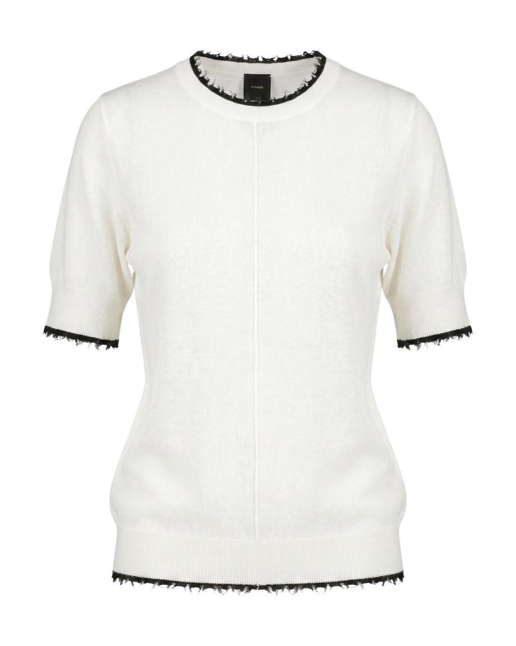 Pinko White Frayed Edges Short-Sleeved T-Shirt