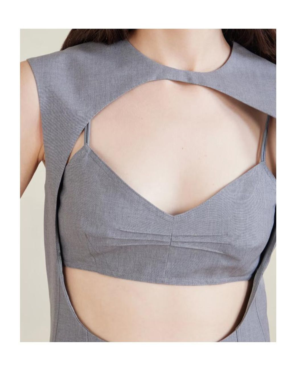 Jil Sander Gray Cut-Out Sleeveless Top