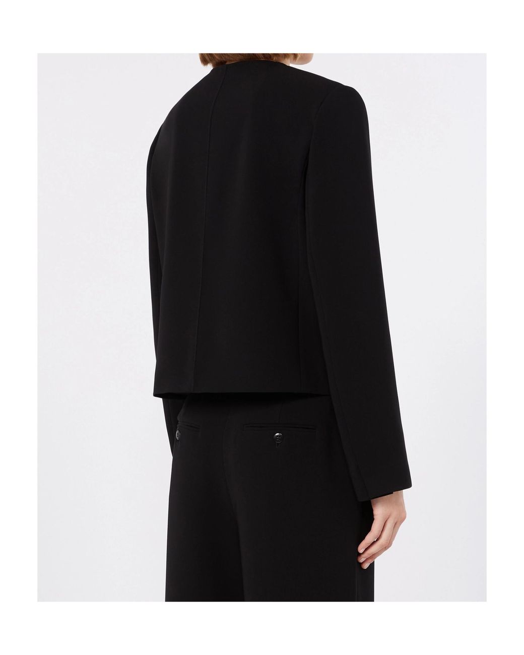 Max Mara Black Paniere Button-Up Collarless Jacket