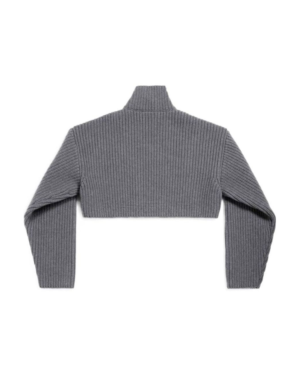 Balenciaga Gray Cropped Sweater for men