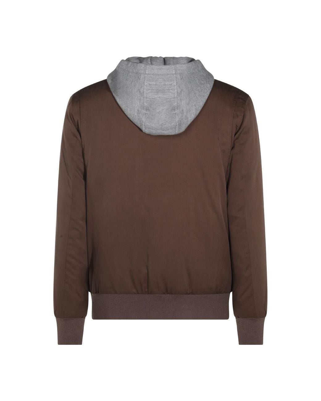 Eleventy Brown Drawstring Hooded Jacket for men