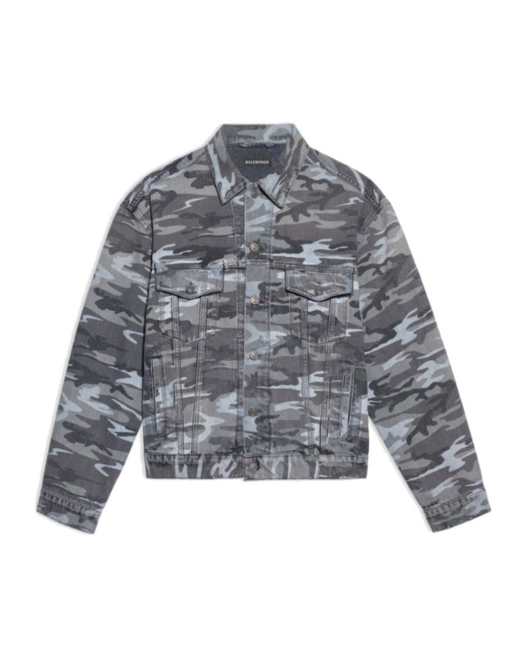 Balenciaga Gray Camo Print Denim Jacket for men