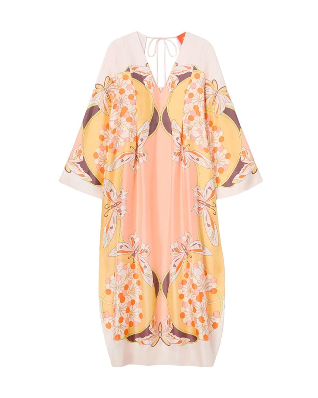 LaDoubleJ Pink Flame Butterfly-Print V-Neck Maxi Dress