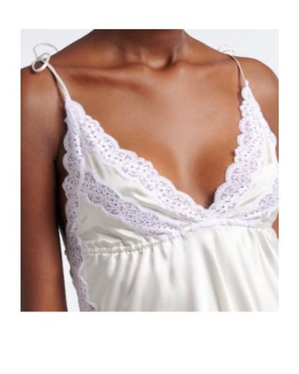 Magda Butrym White Lace-Trimmed Silk Satin Slip Dress