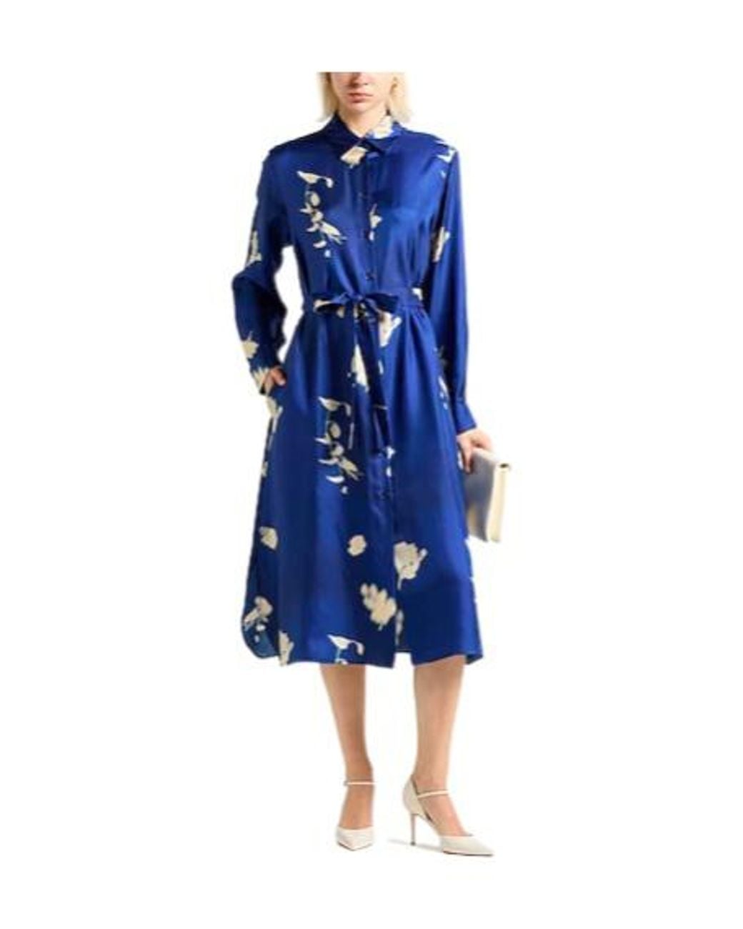 Max Mara Blue Printed Longsleeve Shirt Dress