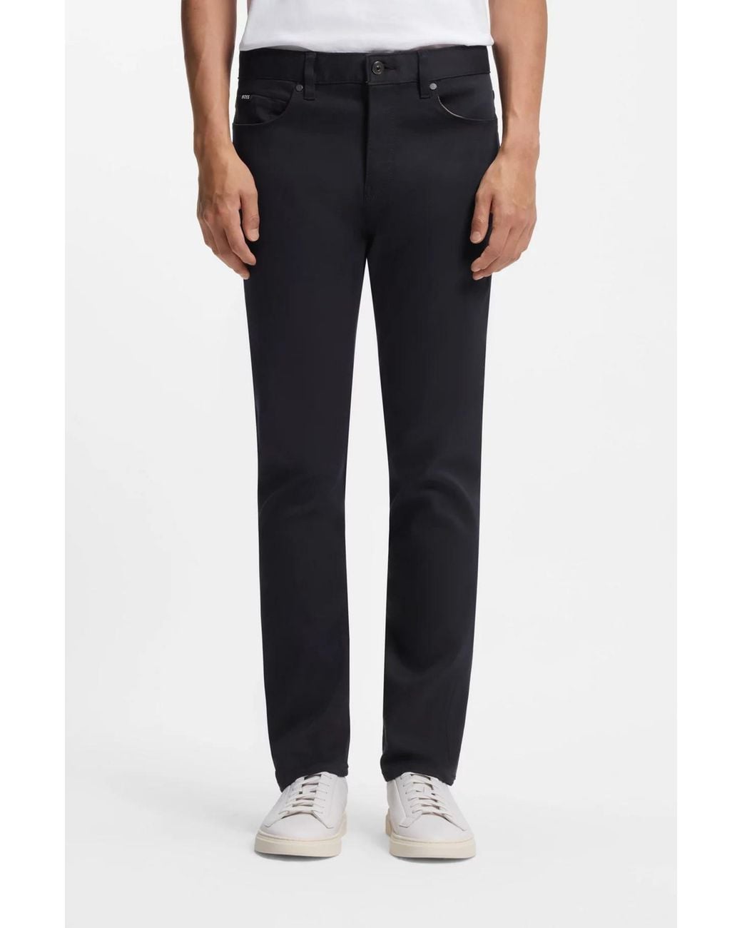Boss Blue Delaware Logo-Patch Jeans for men