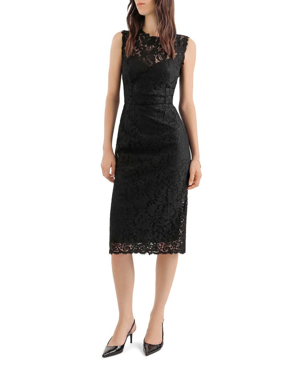 Dolce & Gabbana Black Lace Midi Dress