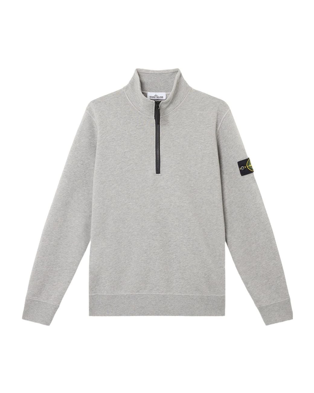 Stone Island Gray Logo-Patch Half-Zip Sweatshirt for men