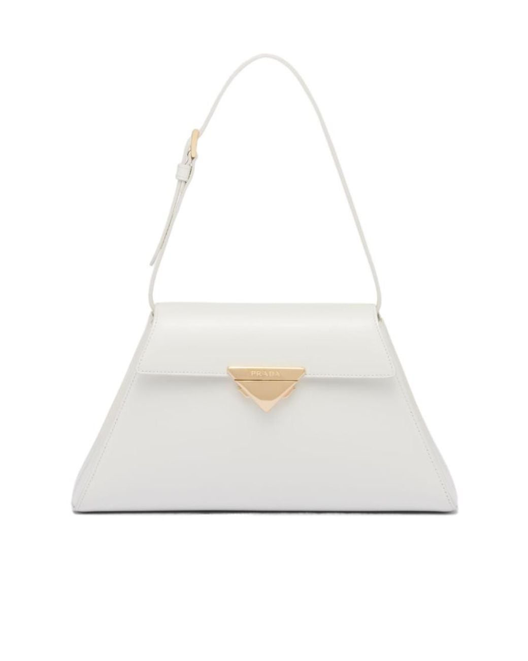 Prada White Brushed Calf Leather Handbag