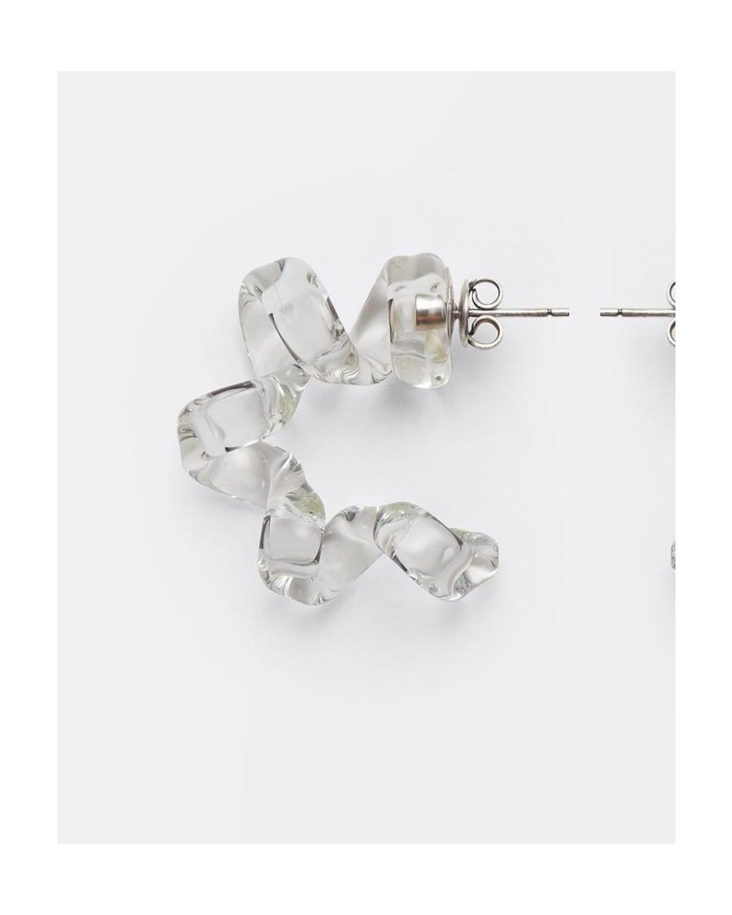 Bottega Veneta White Transparent Hoop Earrings