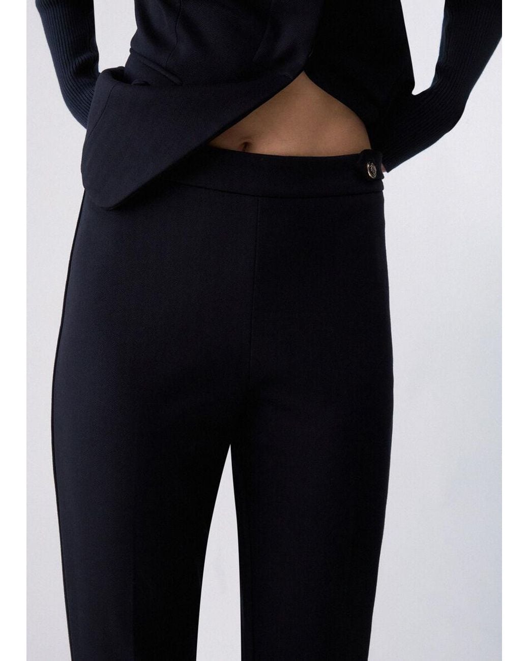 Liu Jo Blue Button-Detail Flared Pants