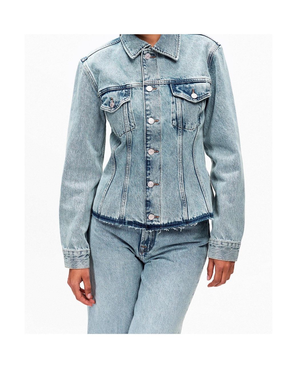 7 For All Mankind Blue Button-Front Denim Jacket