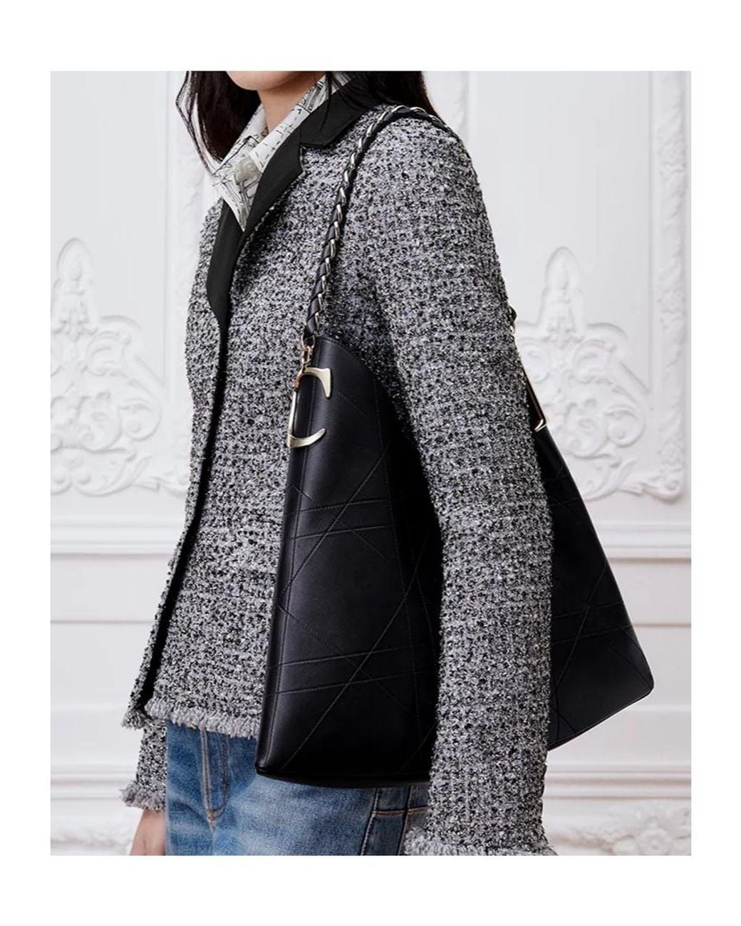 Dior Black Medium Initials Hobo Bag