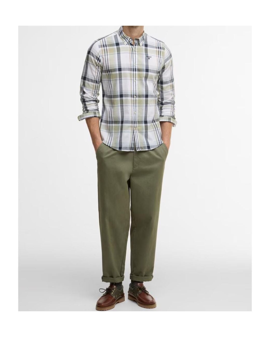 Barbour Gray Logo Plaid Shirt for men