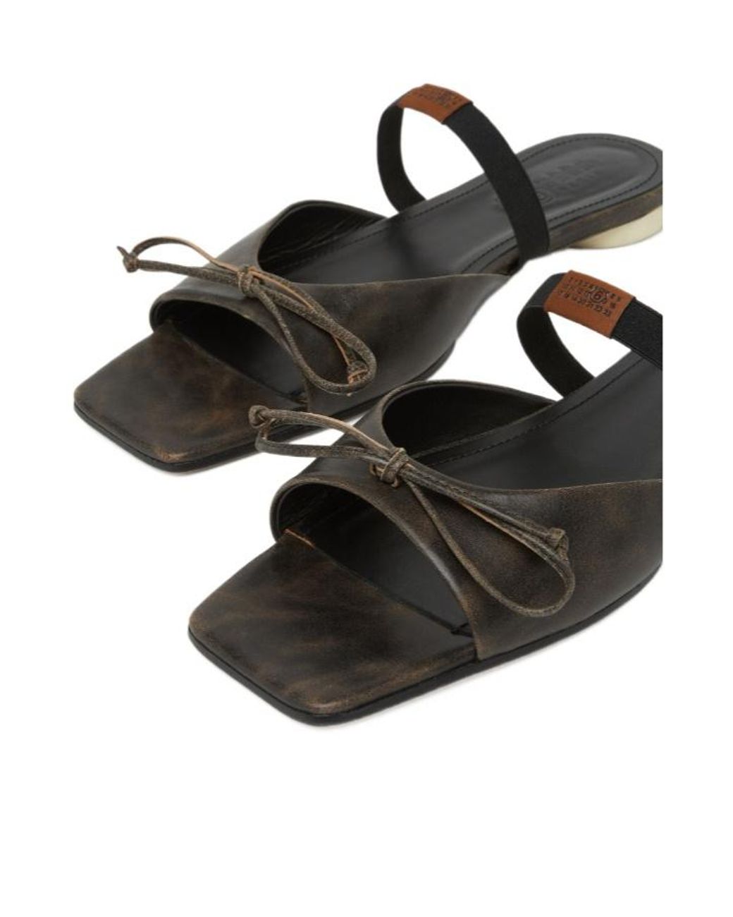 MM6 by Maison Margiela White Bow-Detailed Square Toe Sandals
