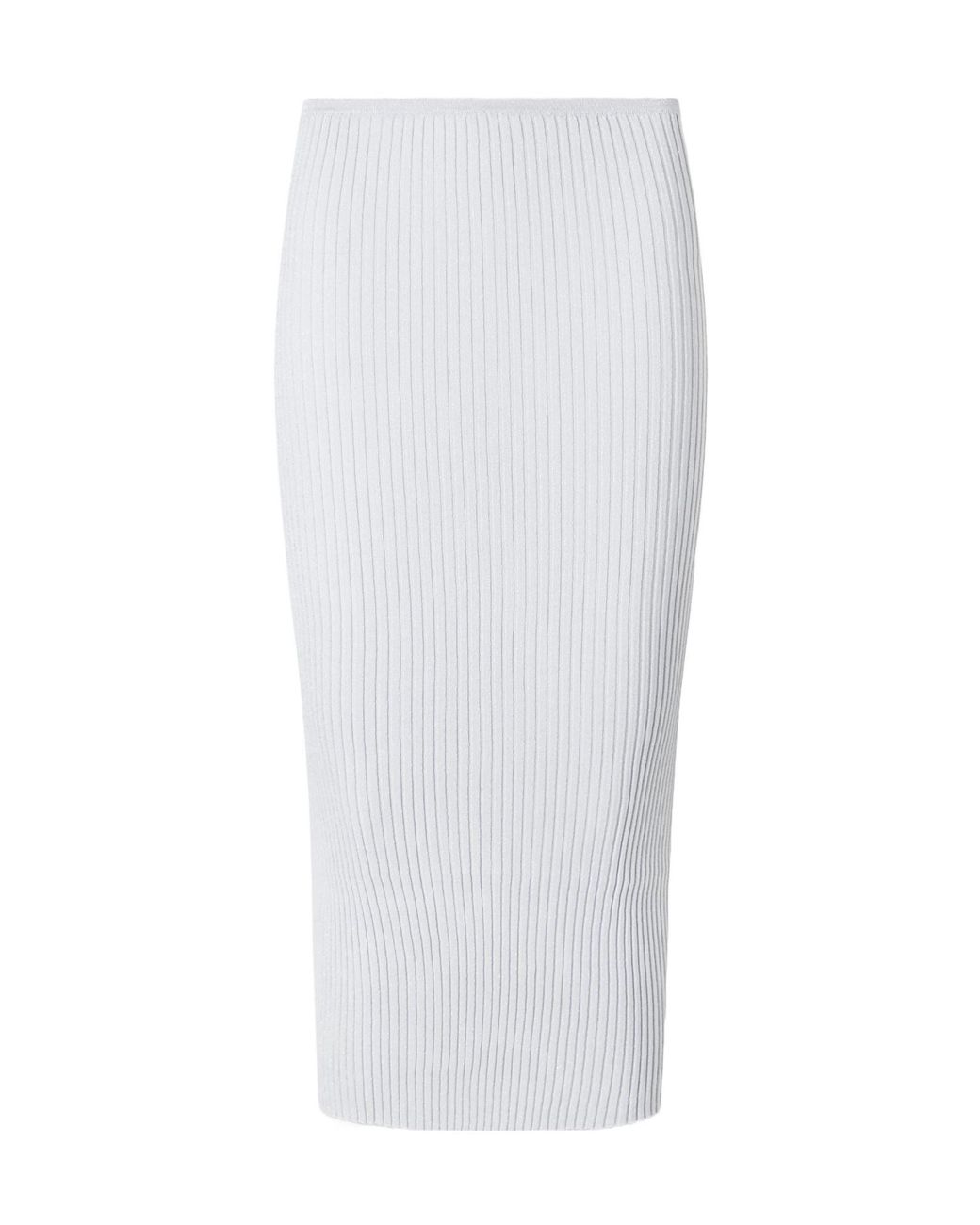 Leset White Ribbed-Knit Midi Skirt