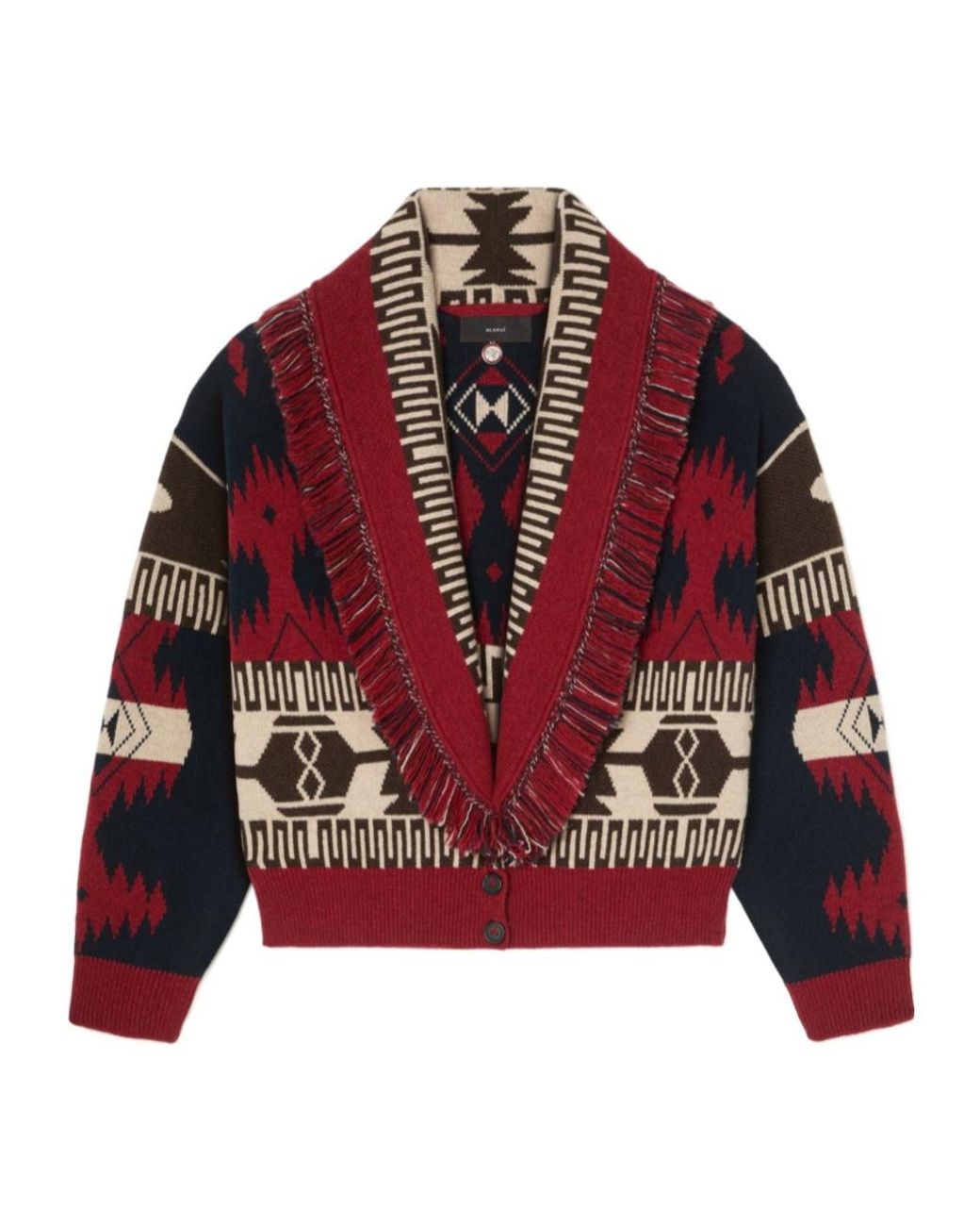 Alanui Red Icon Jacquard Cardi-Bomber Cardigan