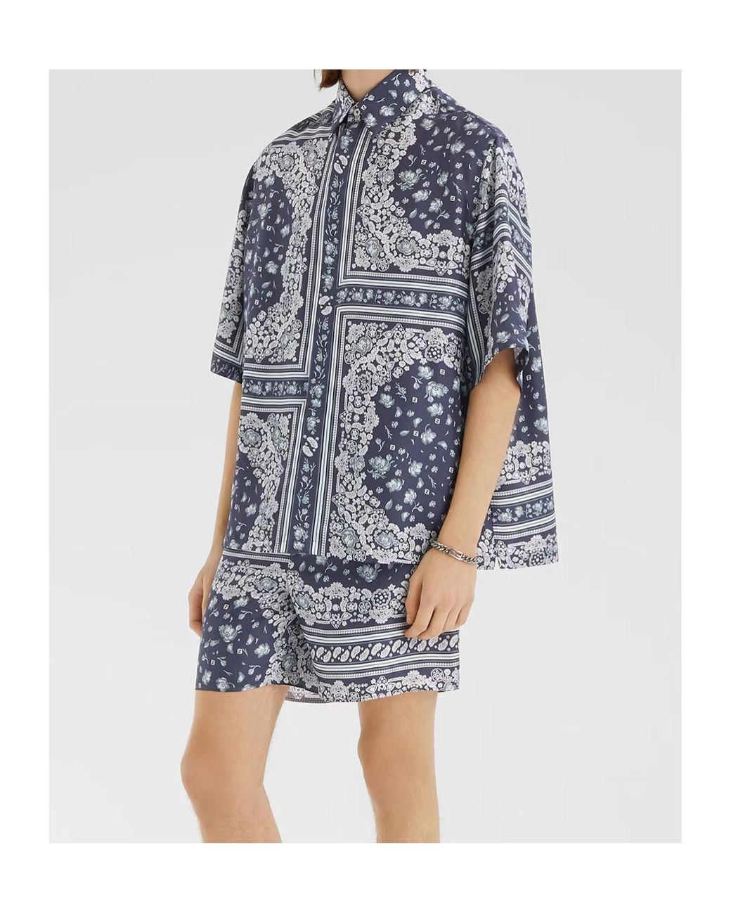 Fendi Blue Bandana Printed Short Sleeved Shirt for men