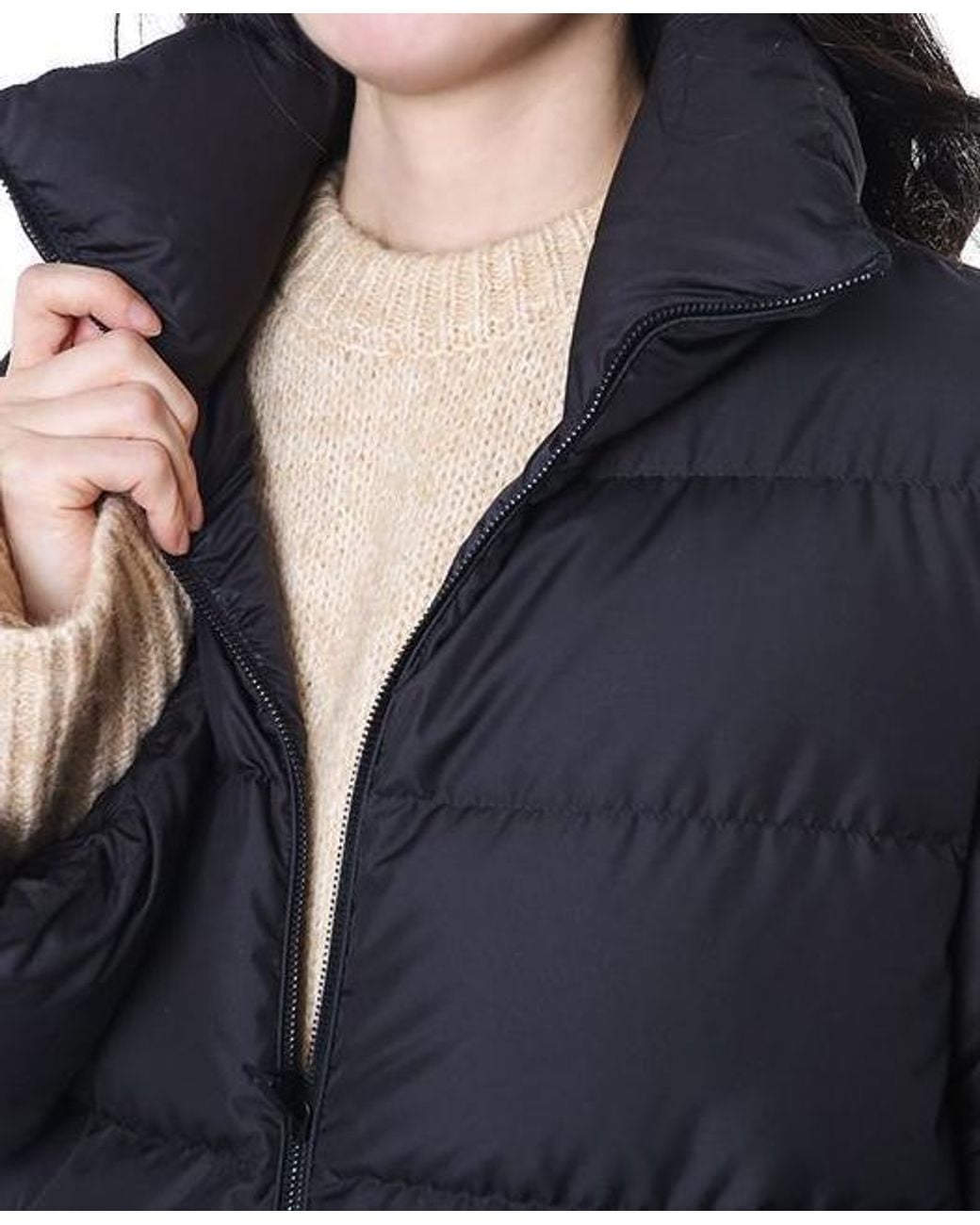 Moncler Black Long Down Jacket With Logo Patch