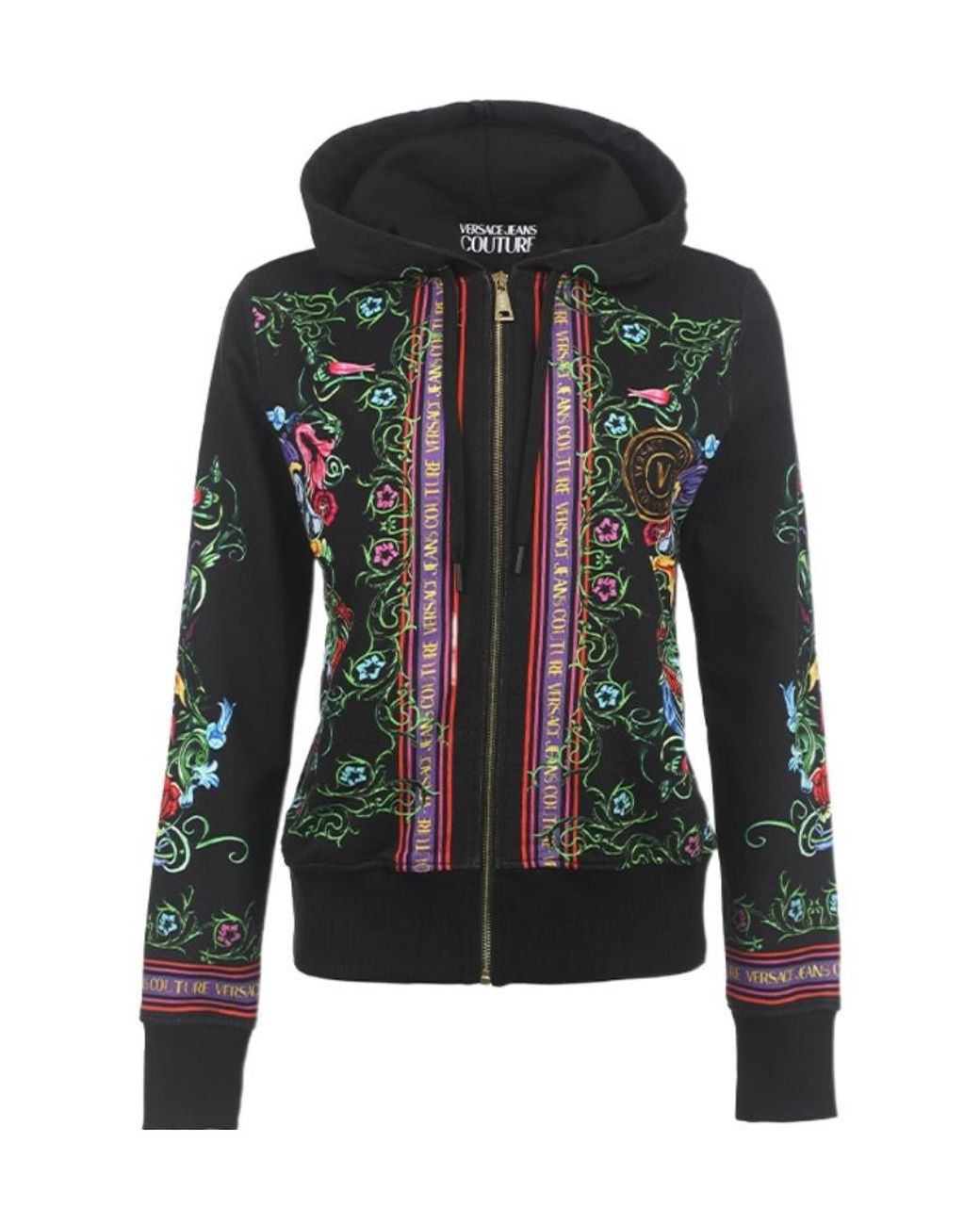 Versace Jeans Black Logo Hooded Casual Jacket