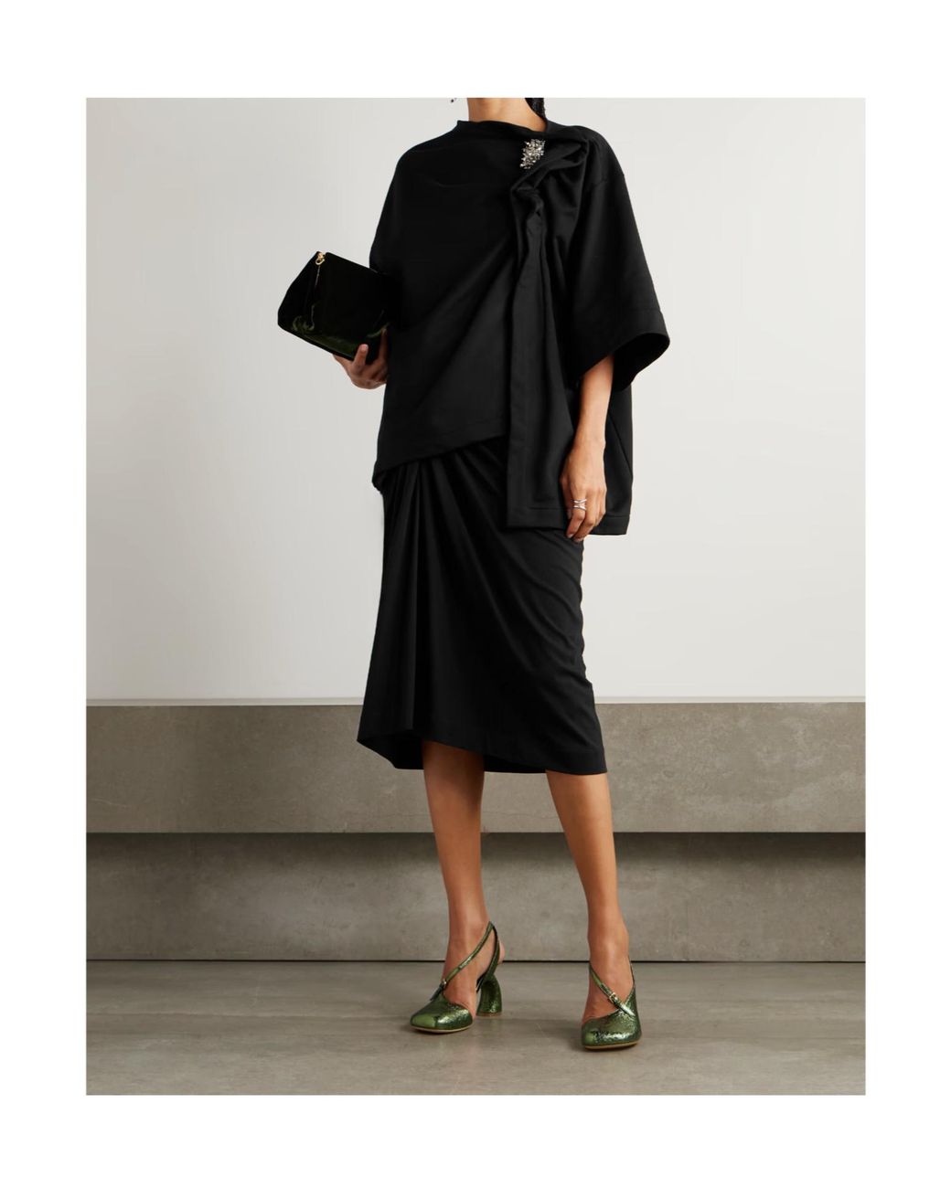 Dries Van Noten Black Draped Brooch T-Shirt