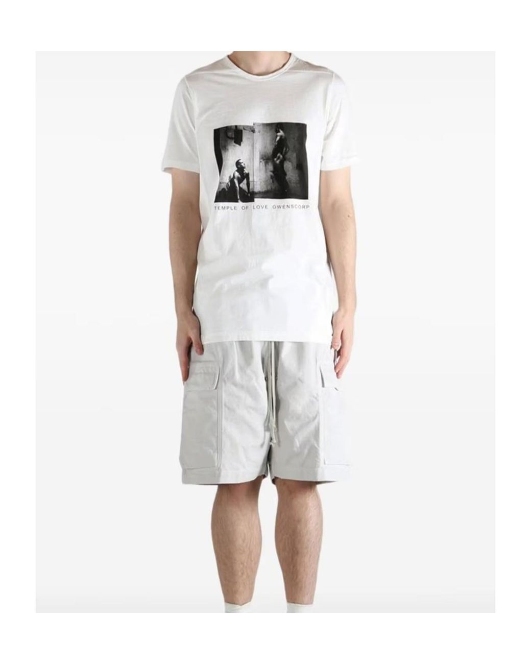 Rick Owens White Level Crewneck T-Shirt for men