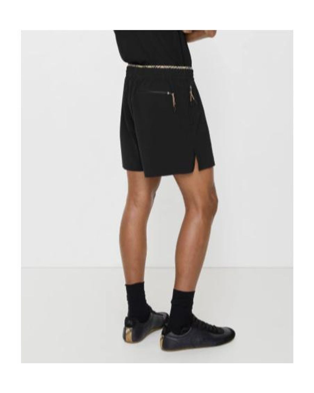 Burberry Black Check Trim Stretch Nylon Shorts for men