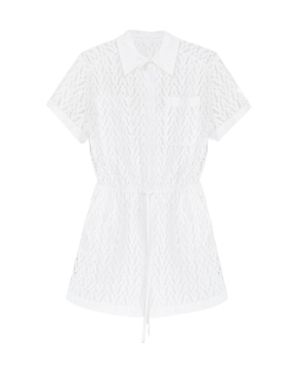 Valentino White Hollowed-Out Pattern Jumpsuit
