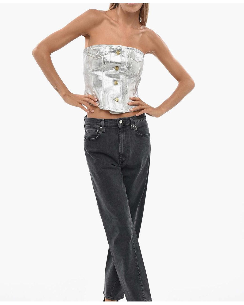 Ganni White Button-Front Top