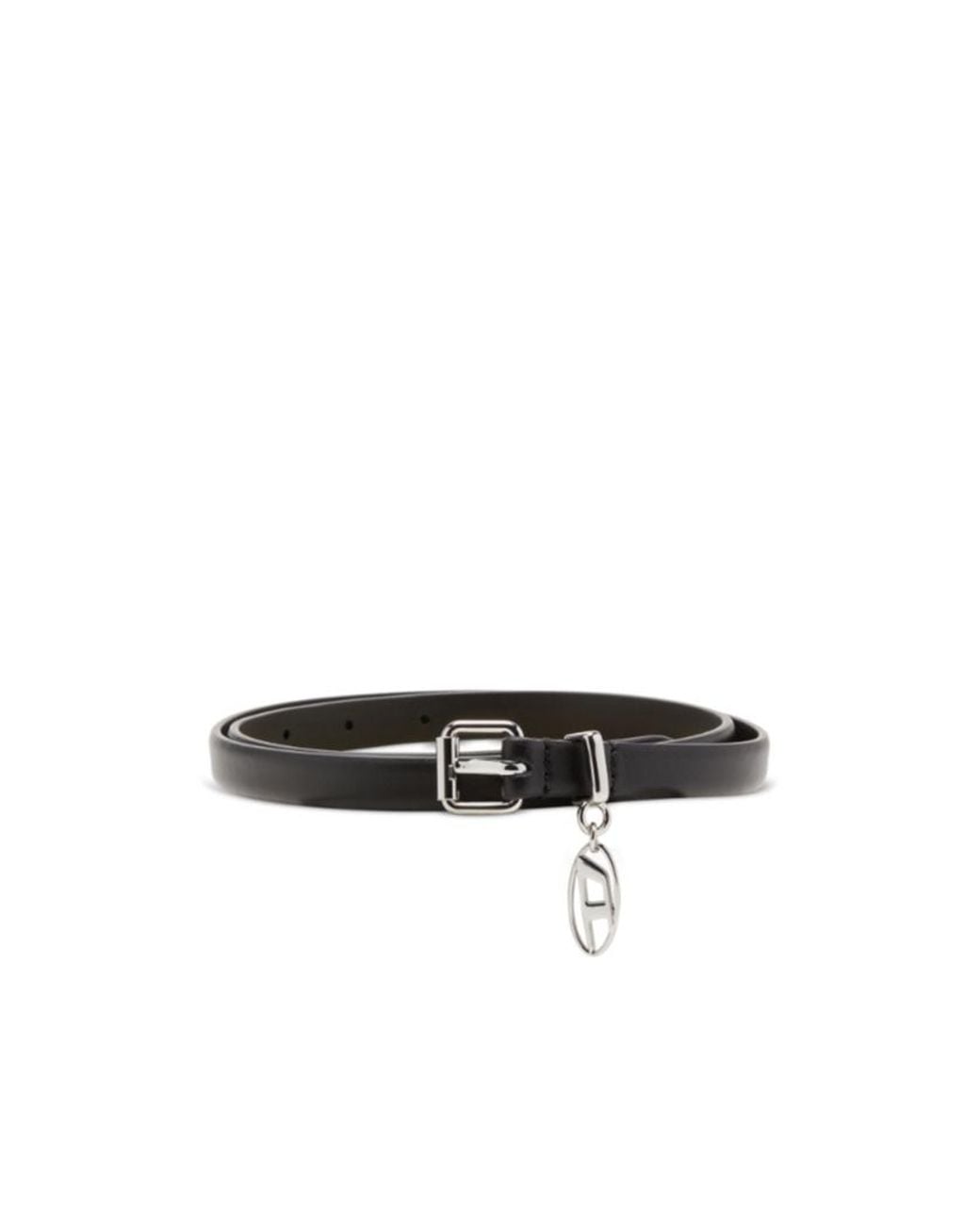 DIESEL White Oval-D Charm Belt