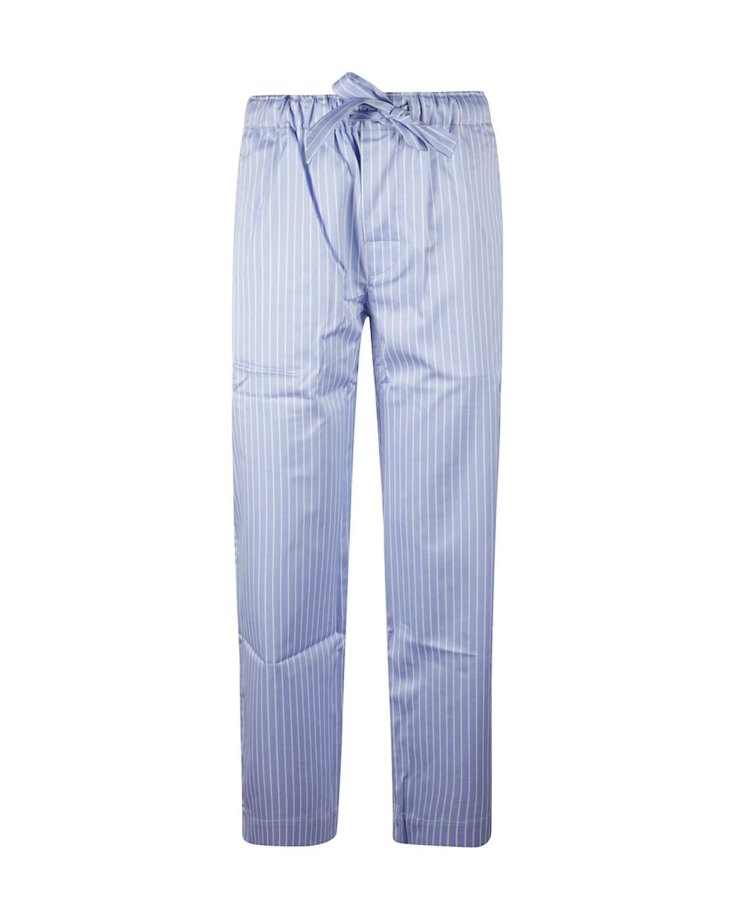 Tekla Blue Organic Cotton Striped Pyjama Trousers