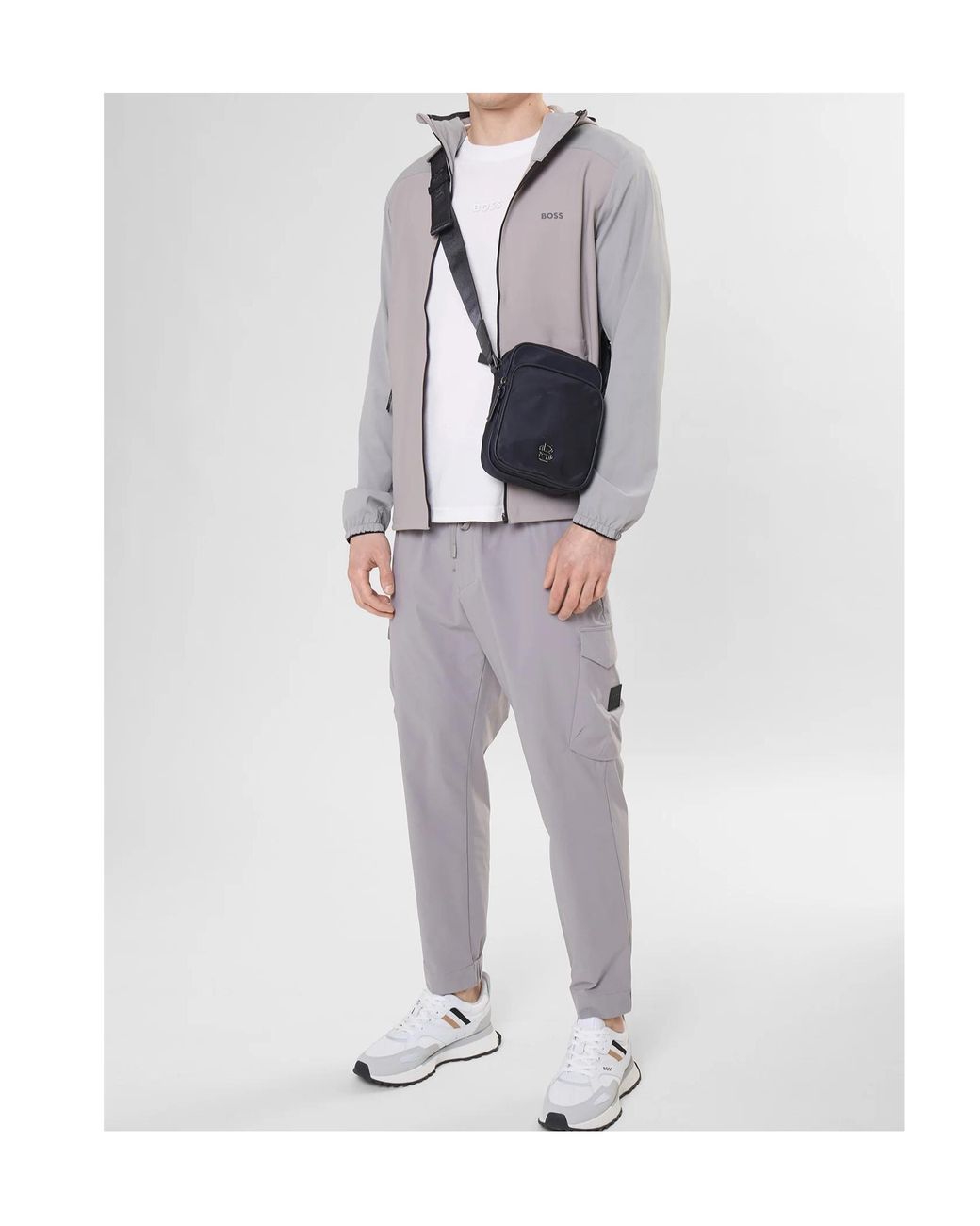 Boss Gray Boss Drawstring Tapered-Fit Pants for men