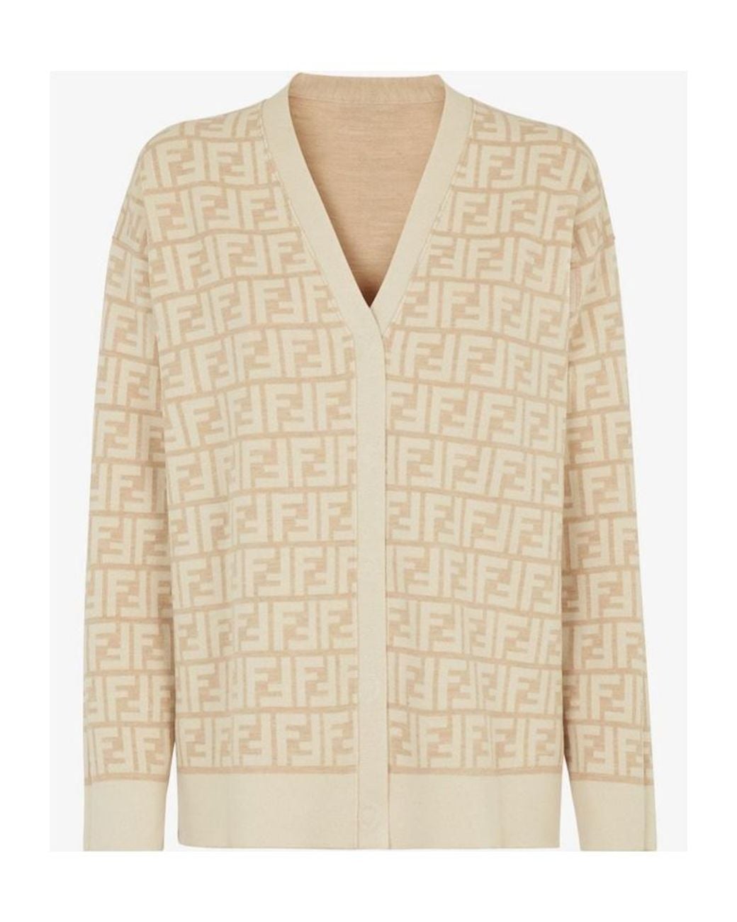 Fendi Natural Wool Cardigan