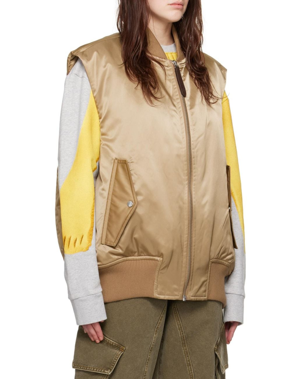 J.W. Anderson Brown Jw Anderson Sleeveless Bomber Jacket