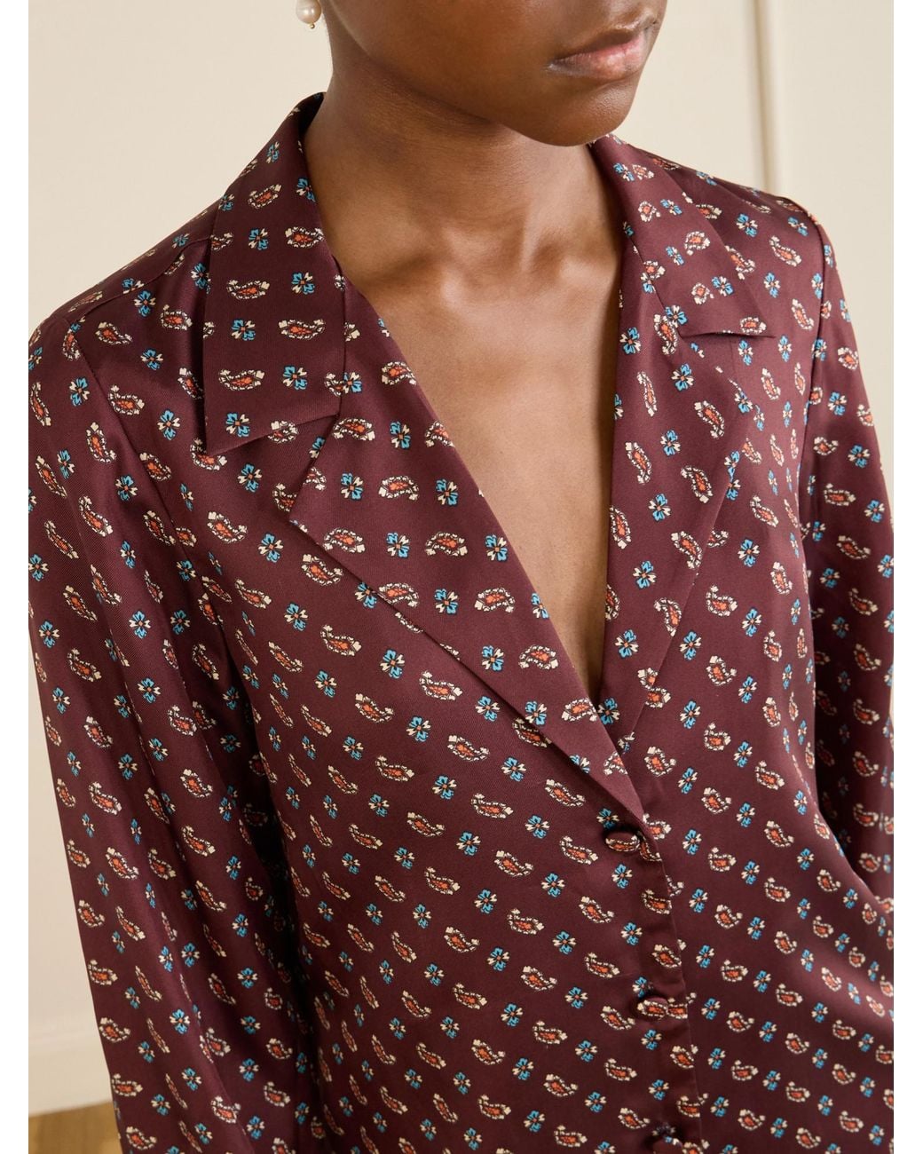 Doen Purple Geometric Print Satin Shirt
