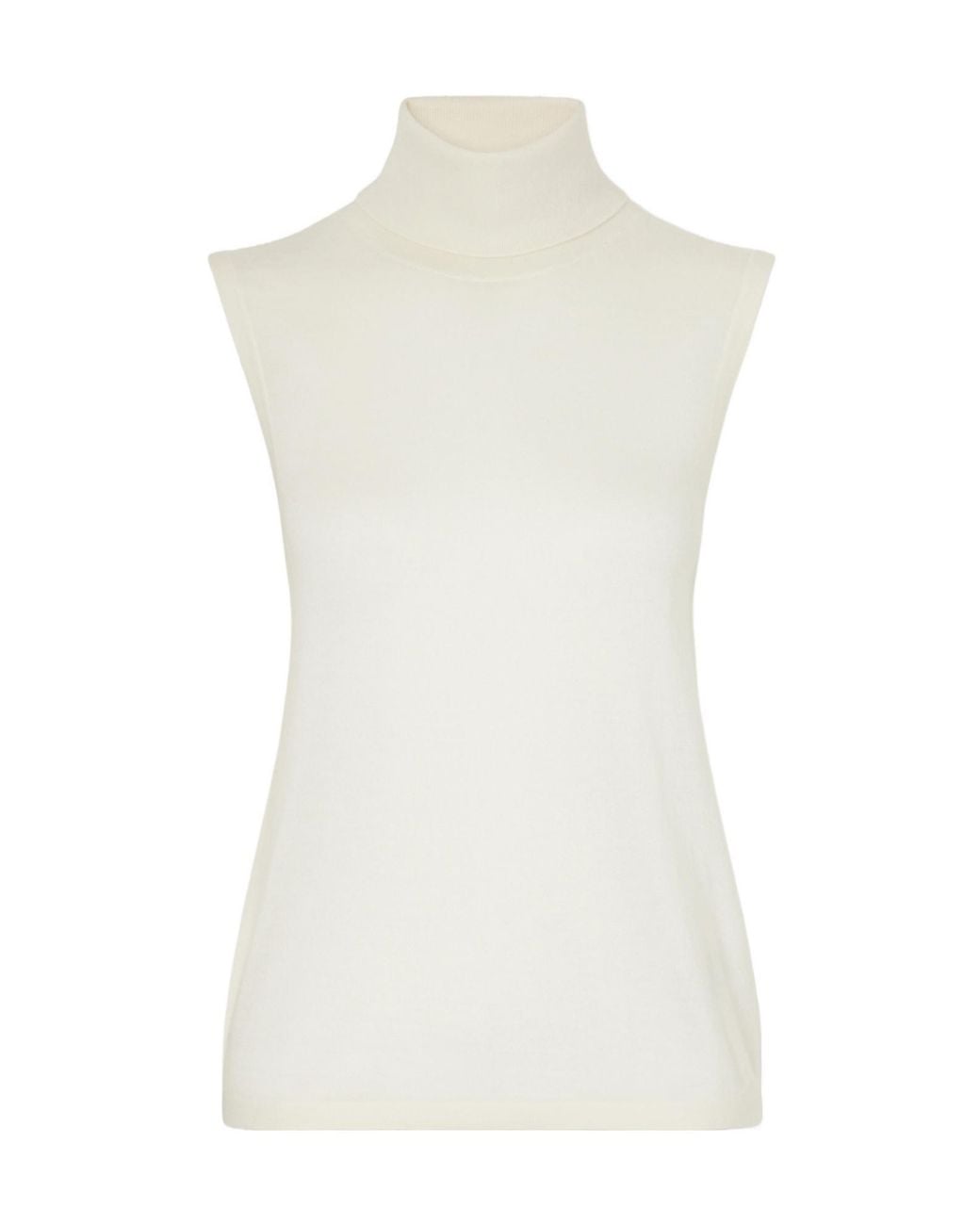 Lisa Yang White Cashmere Knitted Turtleneck Top
