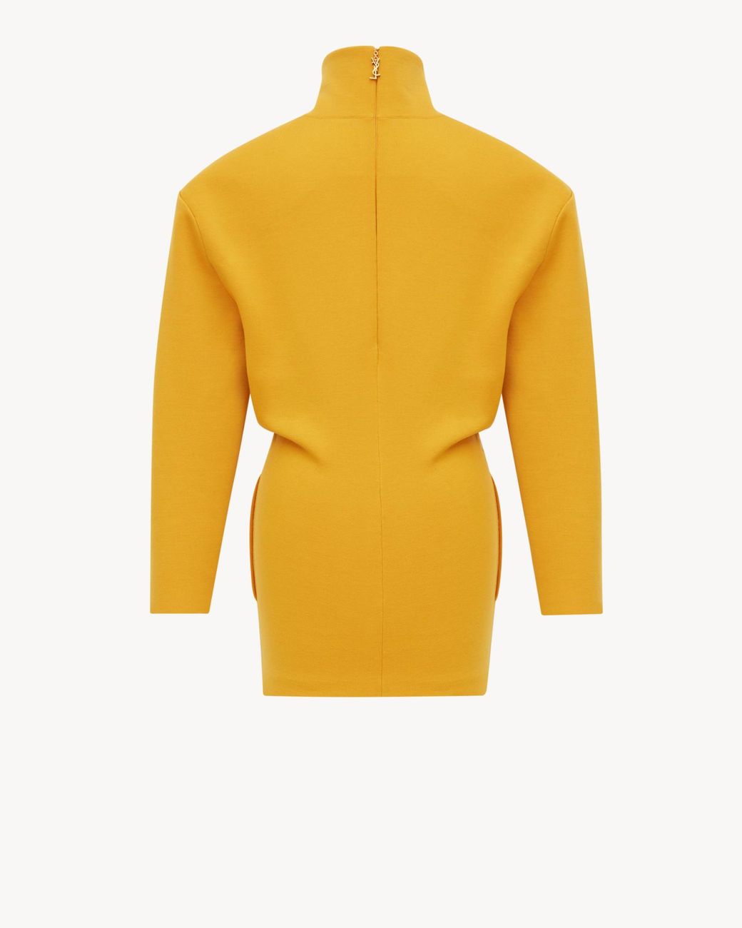 Saint Laurent Yellow High Neck Knitted Boxy Dress
