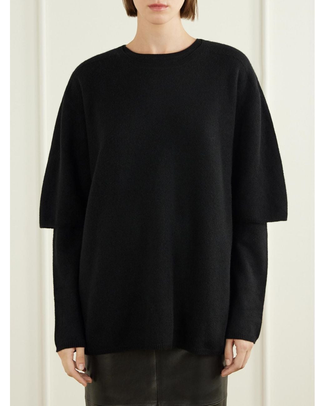 Nour Hammour Black Layered Cashmere Sweater