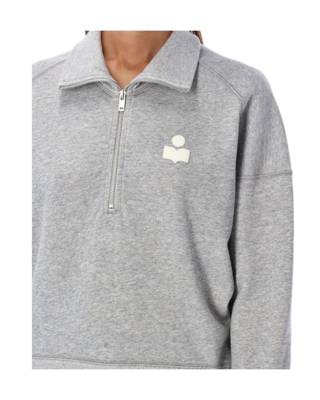 Isabel Marant Gray Isabel Marant Étoile Ross Logo-Flocked Zip-Up Sweatshirt