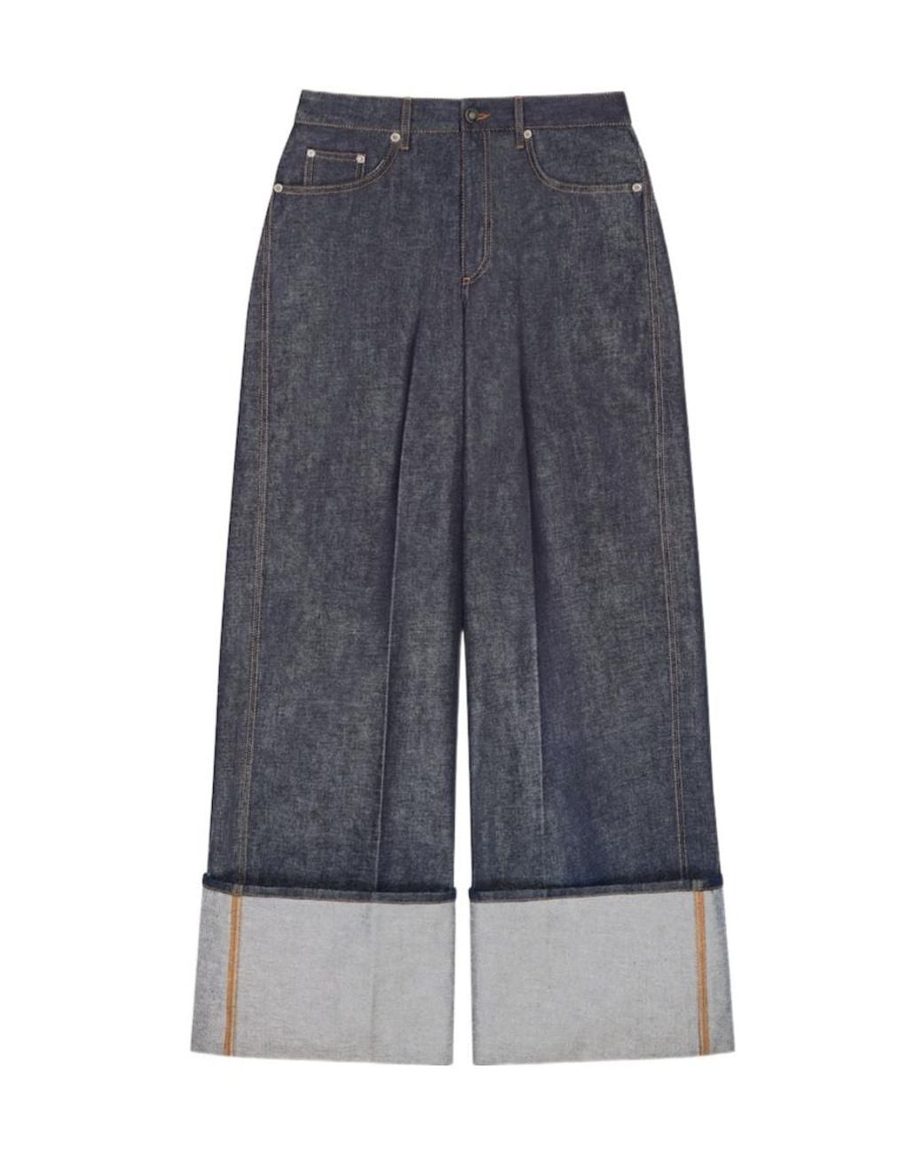 Givenchy Blue Cuffed Hem Wide-Leg Jeans