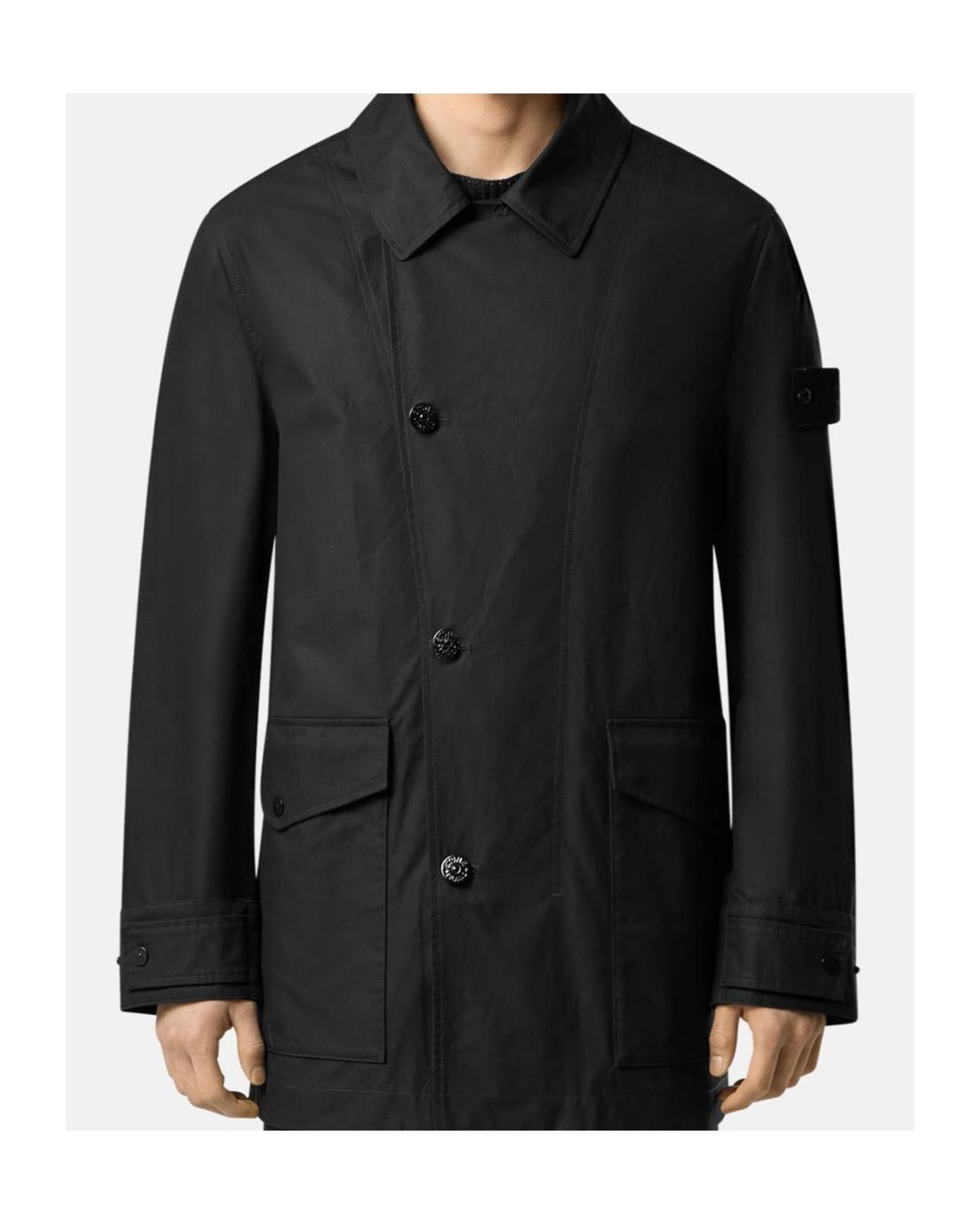 Stone Island Black Windproof And Breathable Pea Coat for men