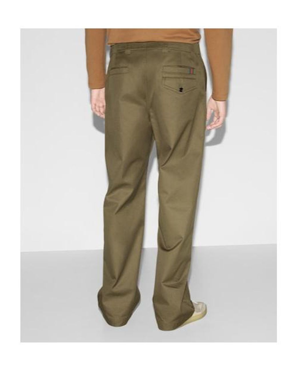 Gucci Green Web Detailed Twill Pants for men